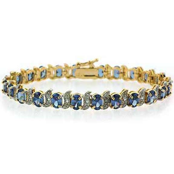 Tanzanite CZ & Diamond Accent S and Oval Bracelet