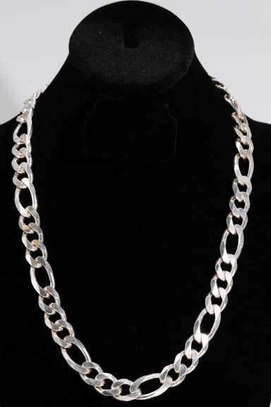 .925 Sterling Silver 14mm Figaro Link Chain 24 Inches