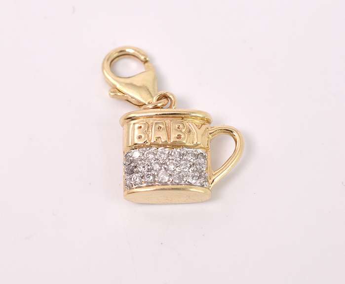 Precious "BABY" Cup Diamond Charm in 14K Yellow Gold