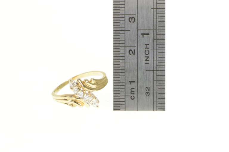 10K Yellow Gold Diamond Wavy Cluster Statement Bypass Ring