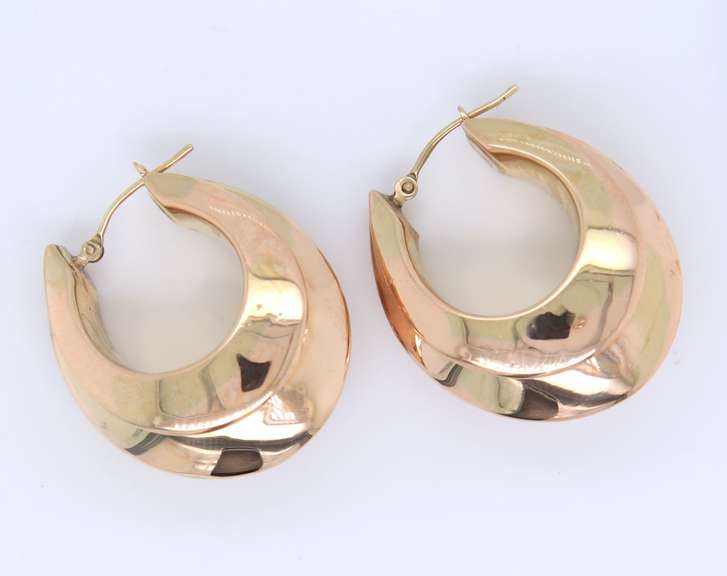 Elegant Yellow Gold Triple Row Gold Hoop Earrings