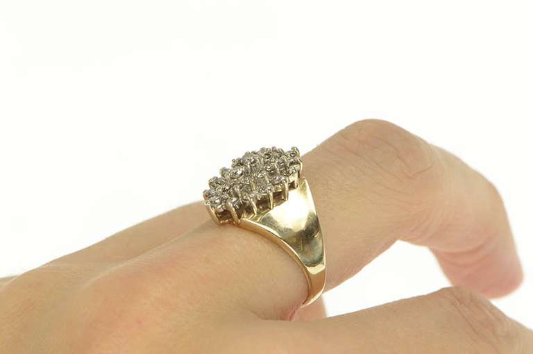 14K Yellow Gold 0.84 Ctw Marquise Diamond Cluster Bypass Ring