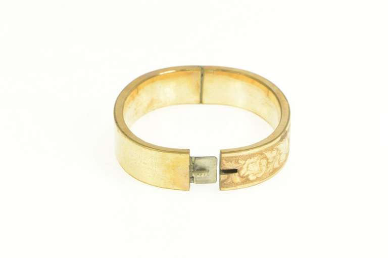 Gold Filled Elaborate Floral Leaf Vine Pattern Bangle Bracelet