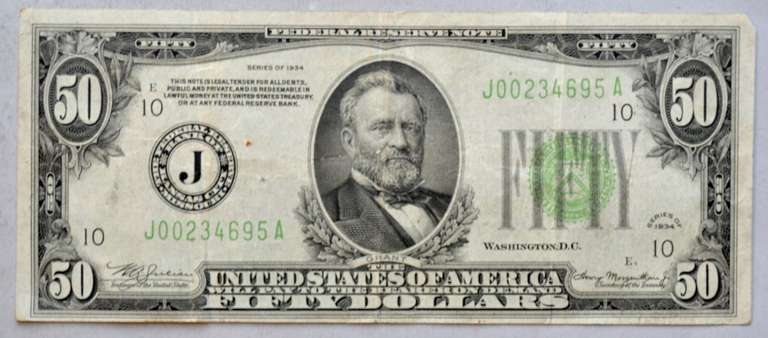 1934 Series $50 Fed Reserve Note
