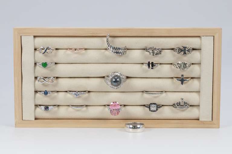 .925 Sterling Silver Curated Ring Set 20 RIng Lot Various Sizes & Styles