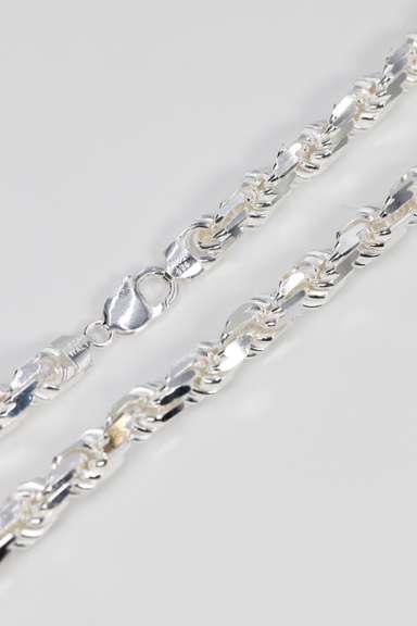 Sterling Silver Heavy Diamond-Cut Rope Chain 9.7mm Solid 925 Italy New Men's Necklace 24"