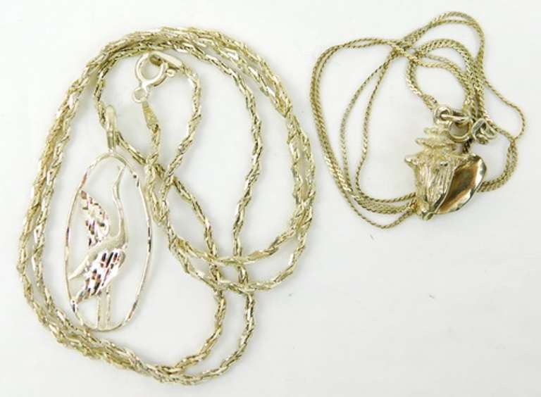 Sterling Silver Conch Shell & Pelican Necklaces