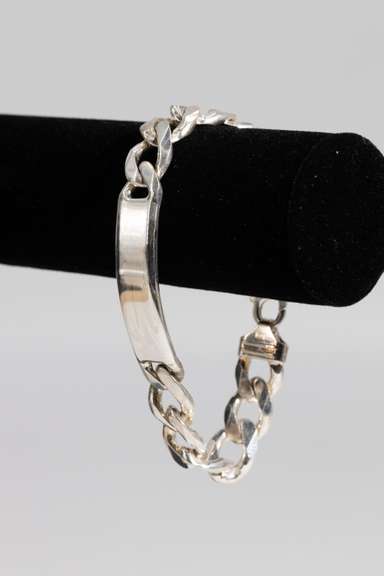 .925 Sterling Silver 13mm Curb Link ID Bracelet 9 Inches