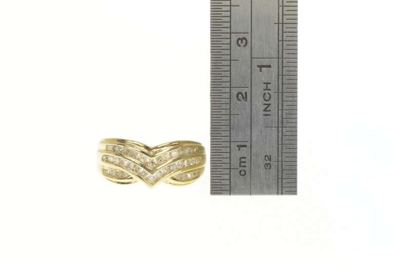 10K Yellow Gold 0.36 Ctw Diamond Chevron Statement Band Ring