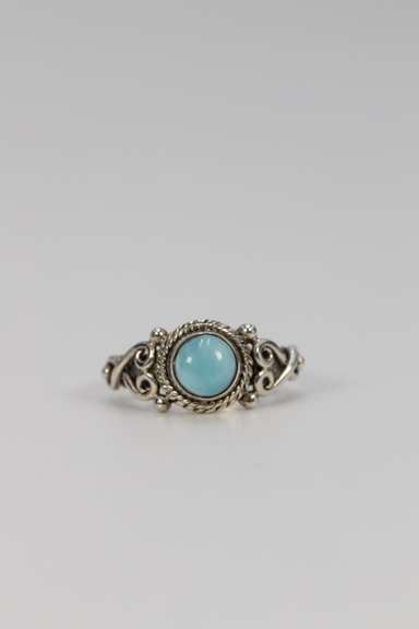 .925 Sterling Silver Larimar Gemstone Ring Size 9