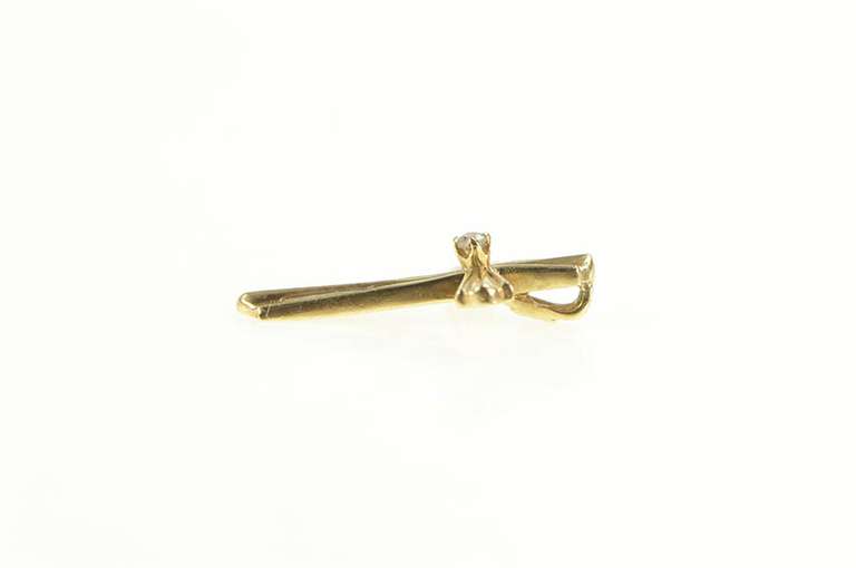 14K Yellow Gold Grooved Diamond Cross Christian Faith Pendant