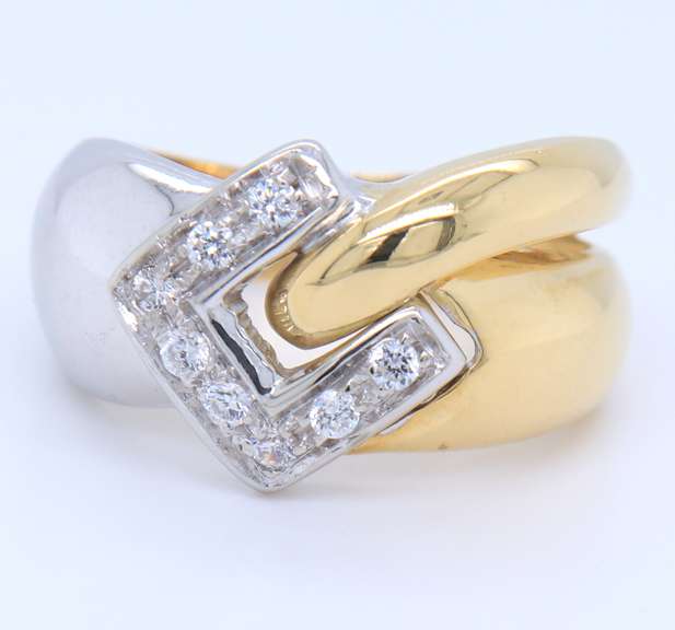 Gorgeous 18kt Two Tone Gold Round Spinel Bypass Ring
