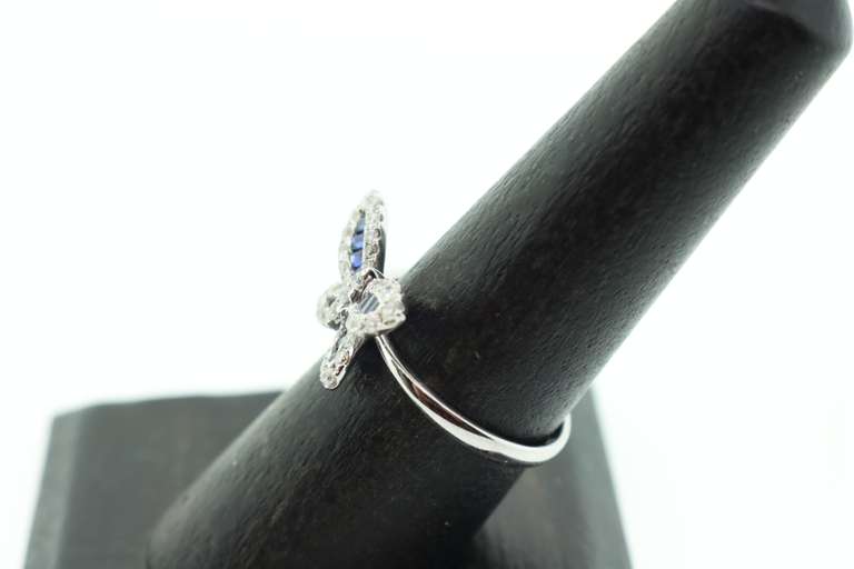 Majestic 18k White Gold Butterfly Ring with Sapphire flaps and Diamond trims