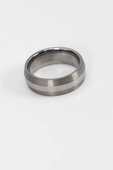 8mm Tungsten Carbide Silver Tone Thick Stripe Wedding Band Comfort Fit Ring Size 11