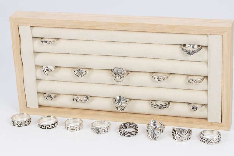 Sterling Silver Ring Assortment Various Sizes & Styles (20 Ring Lot)