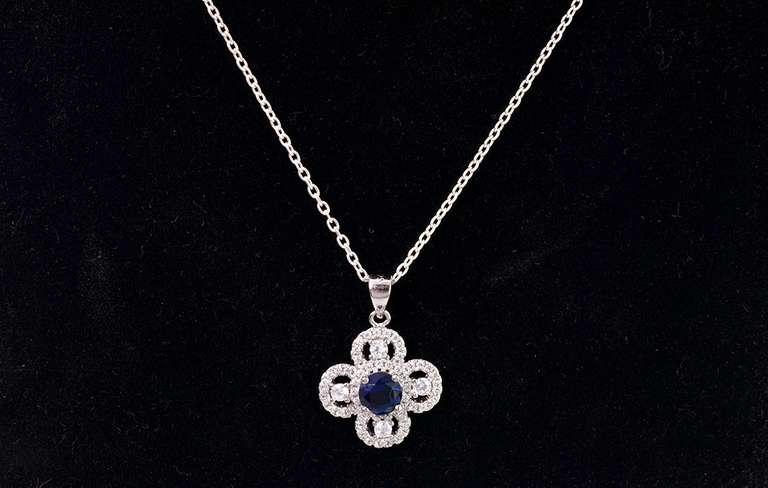Crystal Pendant & Chain in Sterling Silver