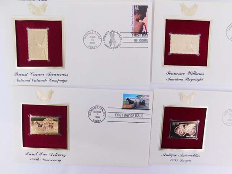 10 - 1st Day Issue Covers & 22KT Gold Stamps