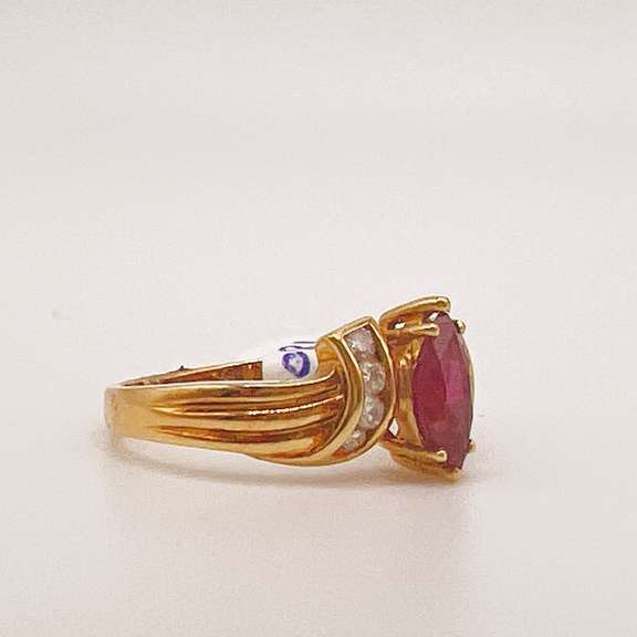 18kt Solid Yellow Gold, Ruby, & Diamond Ring