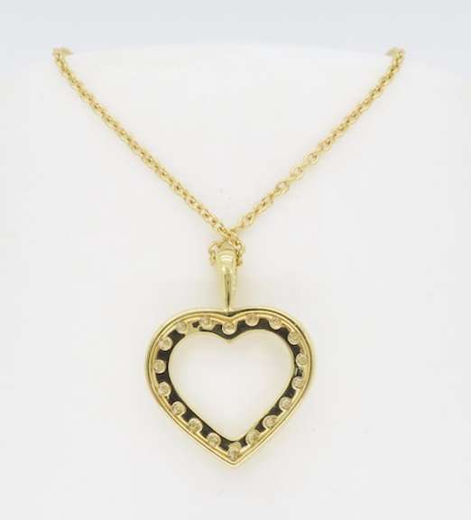Mémoire 18k Yellow Gold Diamond Heart Pendant Necklace