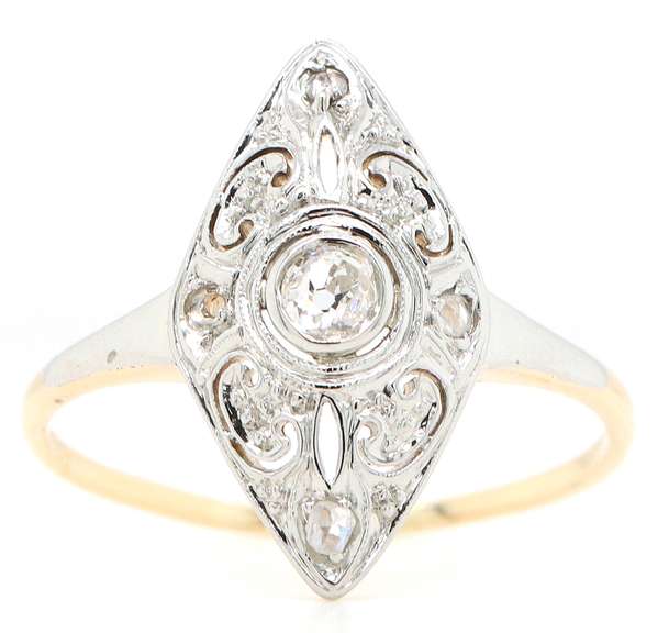 Vintage 0.15ctw European and Rose Cut Diamond Ring