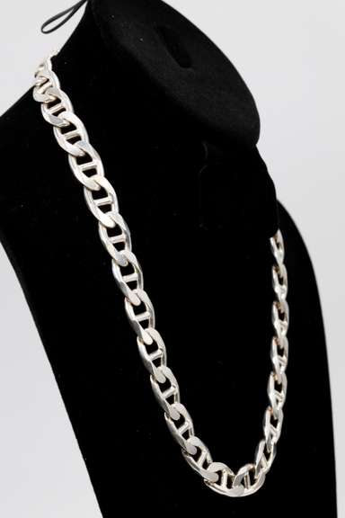 .925 Sterling Silver 13mm Anchor Chain 22 Inches