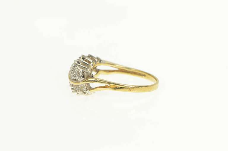 10K Yellow Gold Wavy Diamond Layered Statement Band Ring