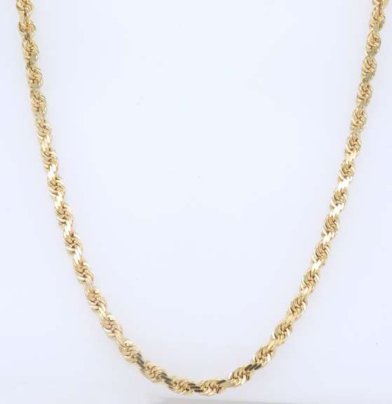 Popular Yellow Gold Rope Chain Necklace