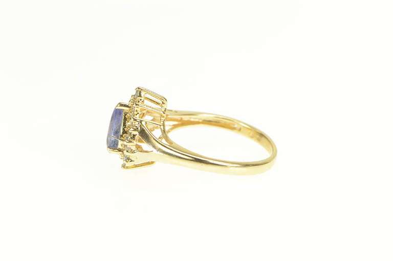 14K Yellow Gold Pear Tanzanite Diamond Halo Engagement Ring