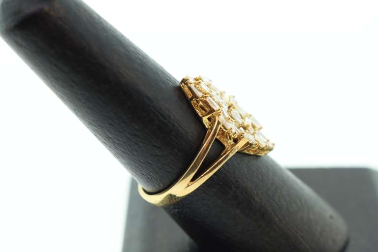 Striking 18kt Yellow Gold Marquise Shaped Cluster Diamond Ring