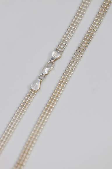 .925 Italian Sterling Silver 5.4mm 3 Strand Bead Chain 16 Inches