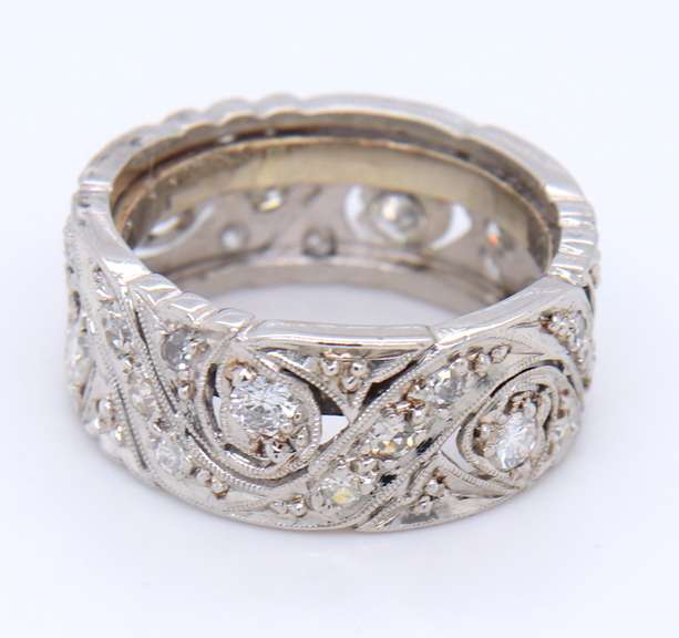 Antique Platinum Diamond Swirl Eternity Band