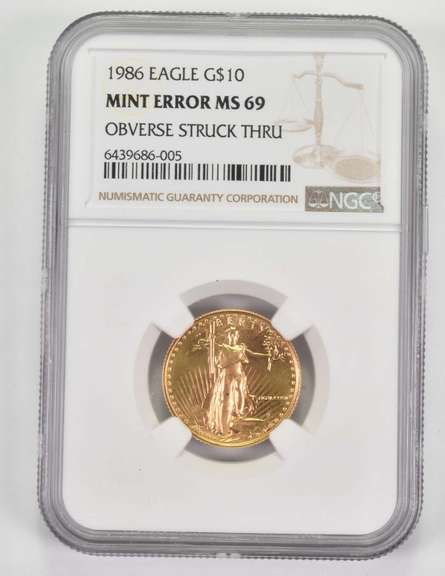 Mint Error MS69 1986 $10 American Gold Eagle - OBV Struck Thru - NGC