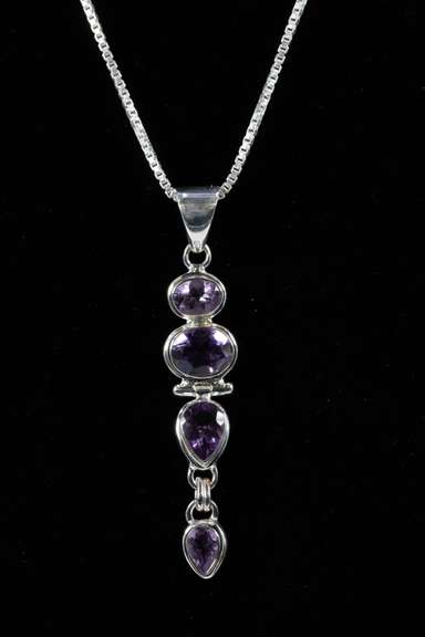 Sterling Silver Natural Amethyst Gemstone Pendant