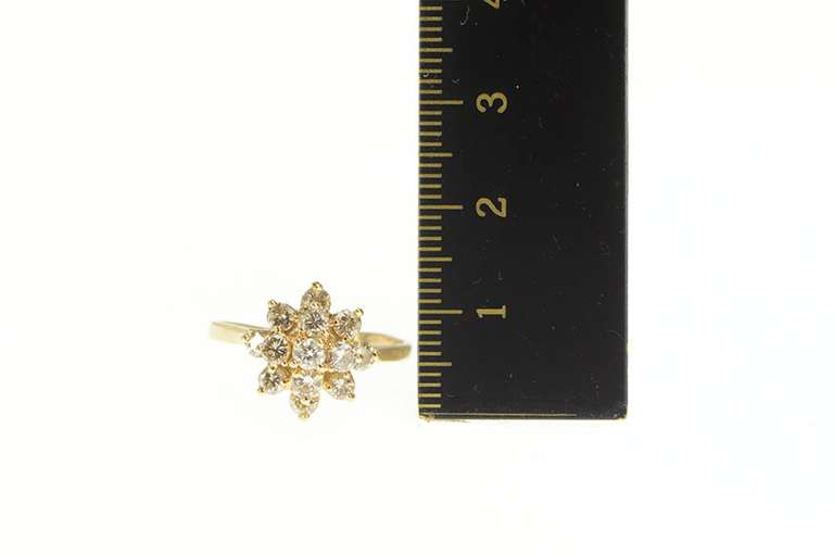 14K Yellow Gold 1.00 Ctw Round Diamond Cluster Engagement Ring