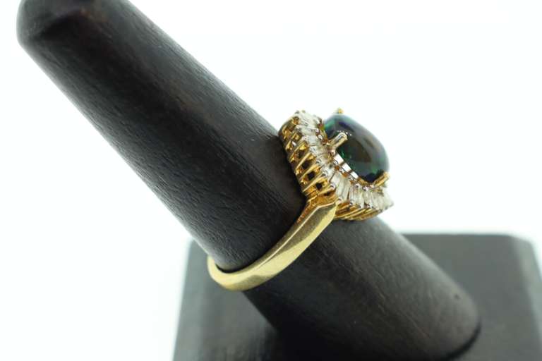 Enchanting Garden Green Opal Ring with Gold Plated Silver and Diamond Accents