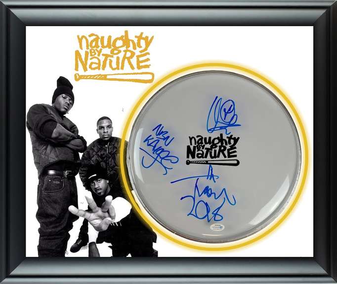 Naughty By Nature Autographed Custom Framed Drum Head Drumhead Display ACOA