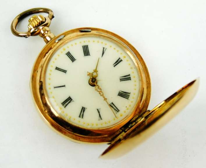 Antique 14K Gold Ladies Pocket Watch, Runs