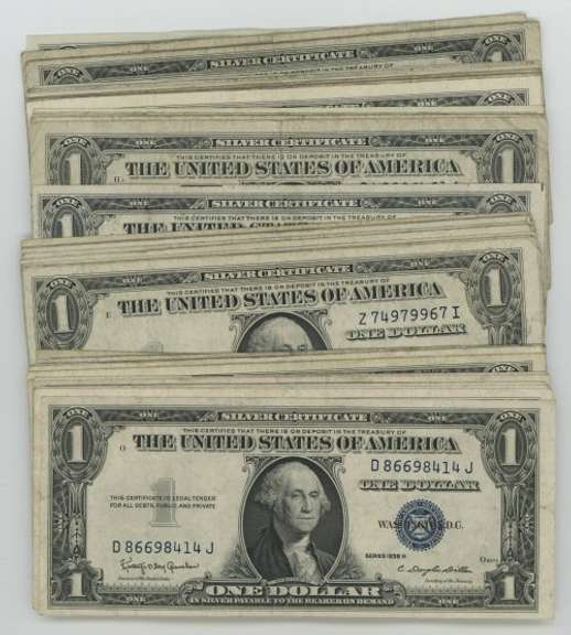 Lot of 47 mixed 1935 & 1957 $1 Silver Certificates