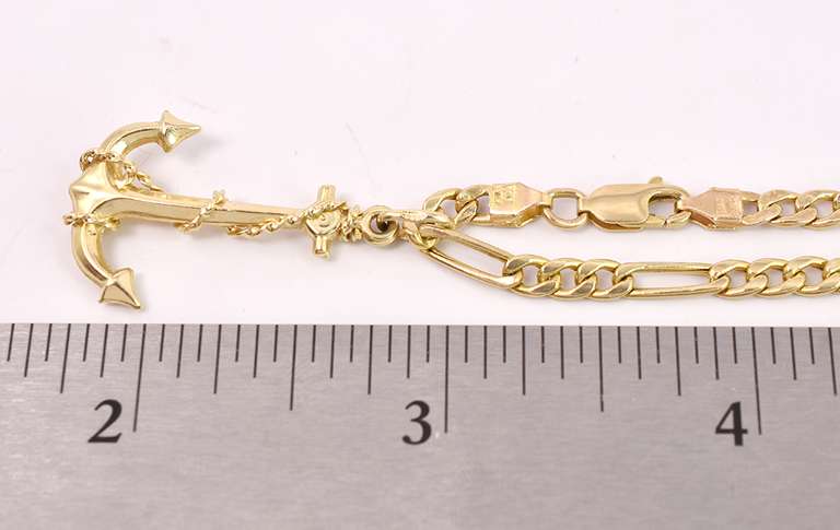Brilliant Anchor Pendant Necklace in 14K Yellow Gold