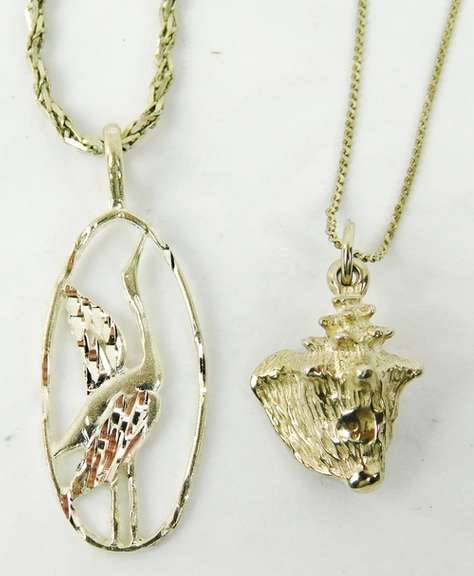 Sterling Silver Conch Shell & Pelican Necklaces