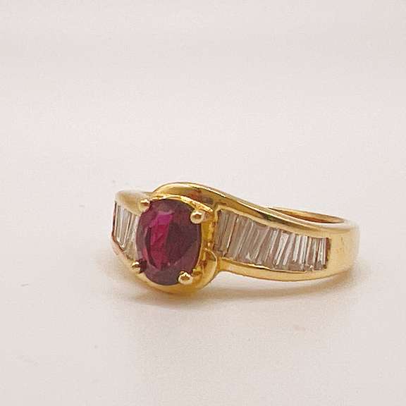 18kt Solid Yellow Gold, Ruby, & Diamond Ring