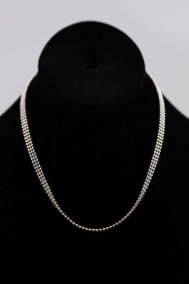 .925 Italian Sterling Silver 5.4mm 3 Strand Bead Chain 16 Inches