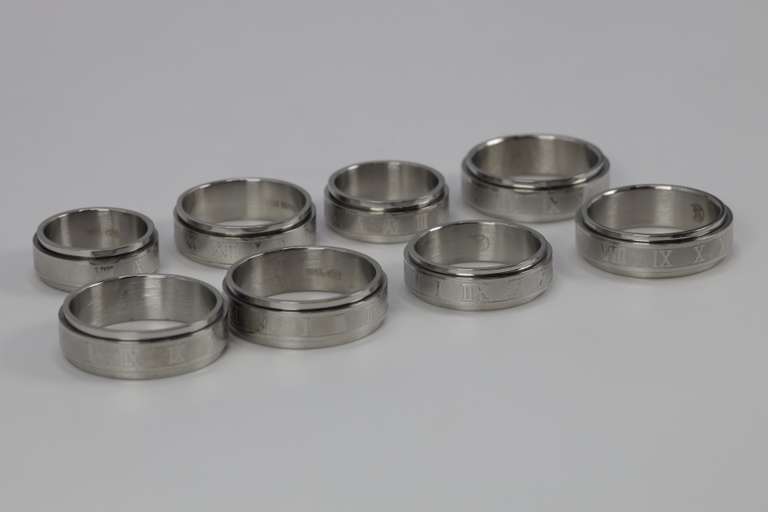 Lot of 11 Stainless Steel 316L Laser Cut Roman Numeral Rings Various Sizes