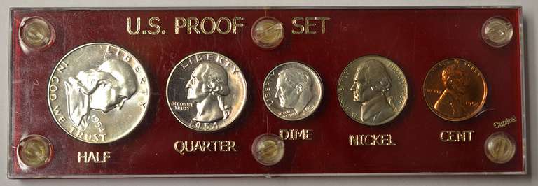1954 Proof Set In Capital Plastics Holder With DDO FS-101 Franklin Half Dollar