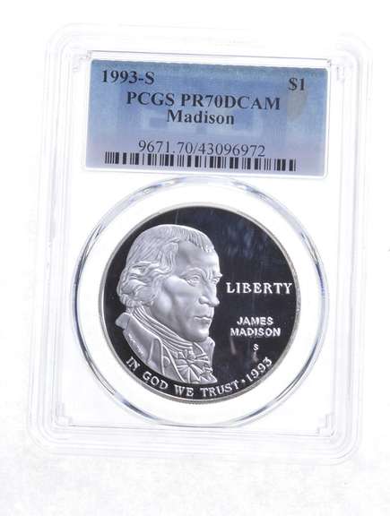 PR70 DCAM 1993-S James Madison Commemorative Dollar - Graded PCGS