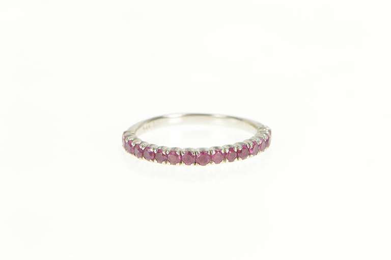 14K White Gold Natural Ruby Classic Stackable Wedding Band Ring