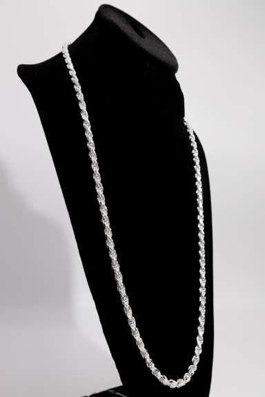 Sterling Silver 5.4mm Diamond-Cut Rope Chain 30 Inch