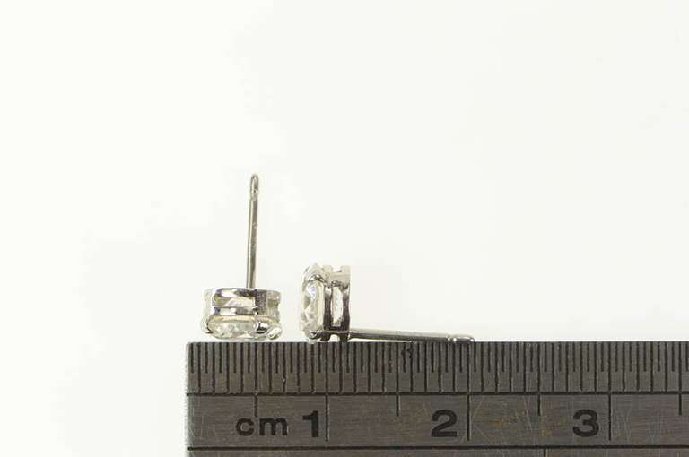 14K White Gold Round Cubic Zirconia Solitaire Stud Earrings