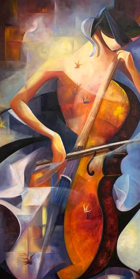 Sussan Afrasiabian Original Oil on Canvas "White Whisper"