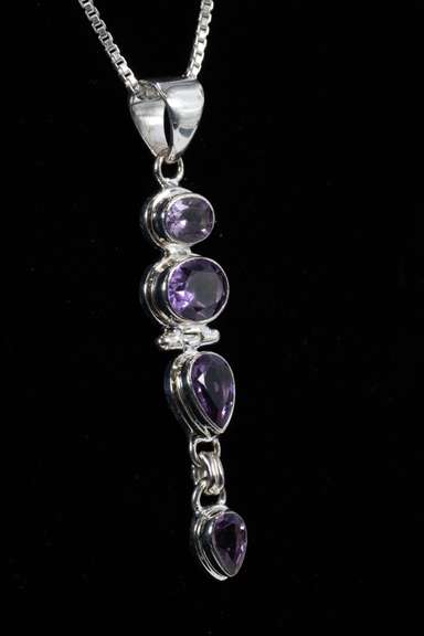 Sterling Silver Natural Amethyst Gemstone Pendant